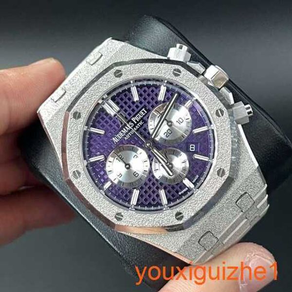 AP Timeless Wrist Watch Royal Oak Series 26331BC Platinum Purple Frost Gold Limited Edition Men's Fashion Leisure Business Sports Chronograph Mechanical