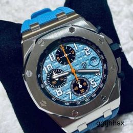 AP Timepiece Watches Montre de mode 26238ST Mécanique automatique Cadran circulaire bleu de 42 mm de diamètre avec fonction de retour en arrière/saut inversé Compteur unique