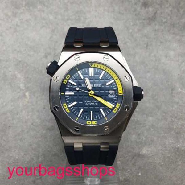 AP Titanium Wristwatch Royal Oak Offshore Series Blue Plate Rubber Band Automatic Mechanical Mens Precision Steel Material Diamètre 42mm Luxury Watch