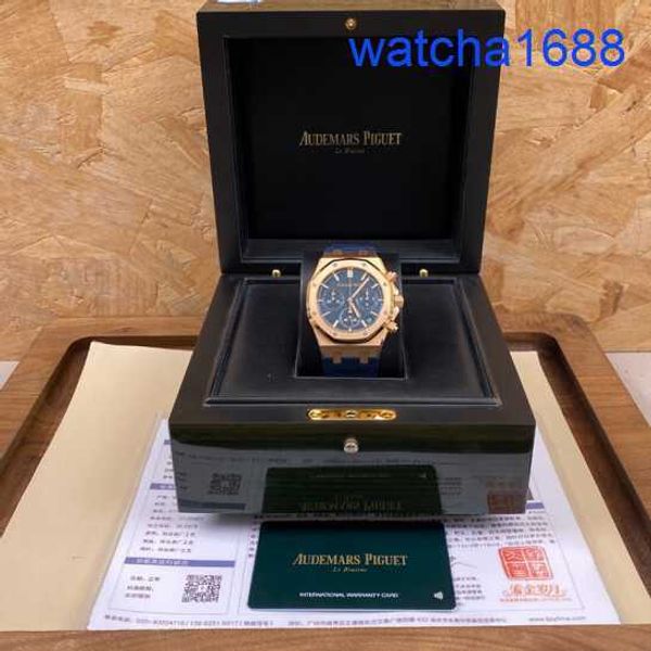 AP Tourbillon Wristwatch Male Royal Oak Series 26240or Rose Gold Blue Plate Belt Business Sports Sports Transparent Automatic Mechanical Watch