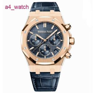 AP Tourbillon Wristwatch Mens Royal Oak Series 26240or Rose Gold Blue Plate Berning Business Sports Back Transparent Automatic mécanical Watch 60HV