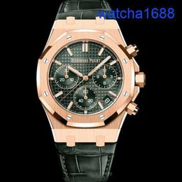 AP Tourbillon Wristwatch Royal Oak Series 26240or Green Disc Belt 50th Anniversary Commémoration 18K Rose Gold Automatic Mechanical Mens Watches