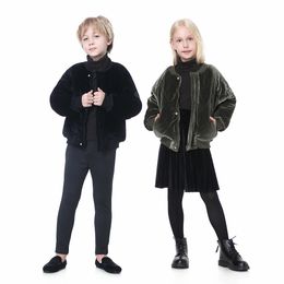 AP velours épais enfants Bomber vestes hiver chaud garçons et filles manteau enfants matelassé vêtements fermeture éclair 9002 231228