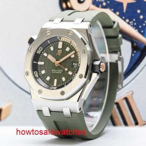 AP Watch Designer Diamond Watch 15720 Royal Oak Offshore Series Calibre 42 Cadran vert armée en acier de précision Montre mécanique automatique pour homme
