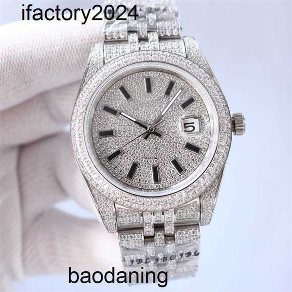 Ap Watch Diamond Moissanite Iced Out peut passer le test Mouvement mécanique de créateur pour hommes 41 mm Bracelet en argent Bracelet en acier inoxydable Saphir étanche Bracelet de mode Gif