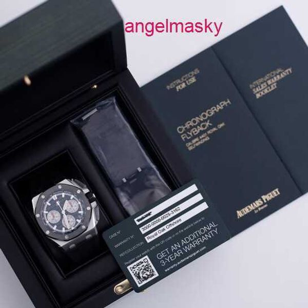 Reloj AP El último reloj de celebridades Epic Royal Oak 26420SO Placa negra Cronógrafo Reloj de acero para hombres Maquinaria automática Reloj famoso suizo Diámetro de visualización de fecha de lujo