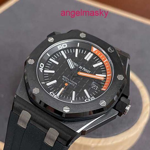 AP Watch Dernière montre de célébrité Royal Oak Offshore Series 15707CE Black Ceramic Black Plate Quarter Orange Mens Fashion Leisure Business Sports Machinery Watch