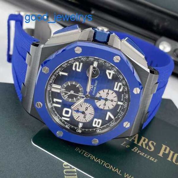 AP Watch Collection de montres populaires Royal Oak Offshore Series 26405CE Montre en céramique bleue à trois yeux avec boucle ardillon pour homme Mode Loisirs Affaires Sports Machinerie