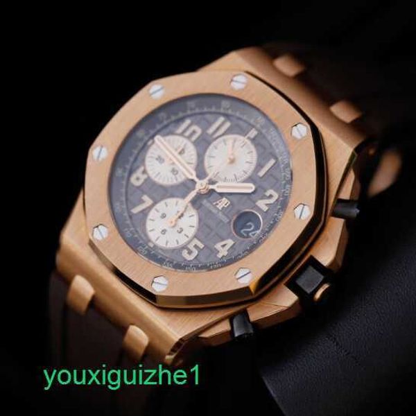 AP Watch Top Machinery Watch Royal Oak Offshore 26470OR Reloj para hombre gris elefante Reloj suizo mecánico automático de oro rosa de 18 k Calibre de lujo 42 mm