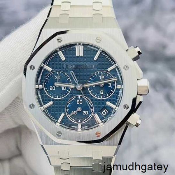 AP Reloj de pulsera Reloj automático Reloj de pulsera superior Serie Royal Oak 26240st Placa azul Material de acero de precisión 41 mm Función de sincronización de fecha Reloj mecánico automático Com
