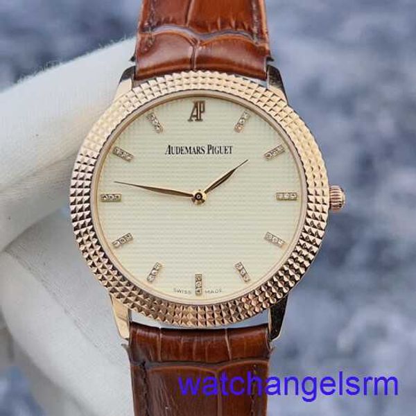 AP WRIST RELOGA CRONOGRO CLÁSICA SERIE 15163O DIAL DE PAGO BLANCO CON MATERIAL DE ORO ROSA DE 18K