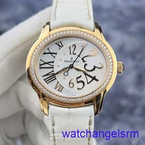 AP Wrist Watch Chronograph Millennium Series Womens Watch 77301or Diamond 8k Rose Gold Rose Automatique mécanique Blanc Beimu Dial 39 mm
