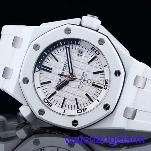 AP Wrist Watch Chronograph Royal Oak Offshore 15707 Rare White Ceramic Materif