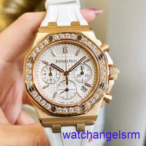 AP Wrist Watch Chronograph Royal Oak Offshore Series 37 mm Automatique Couleur mécanique Anneau extérieur Rose Gol Précision Steel Mens Womens Fashion Elegant Watch