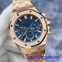 AP Wrist Watch Chronograph Royal Oak Series 26715or Blue Disc Date Fonction de synchronisation Machinerie Automatique Les montres unisexes peuvent être portées par les hommes et les femmes