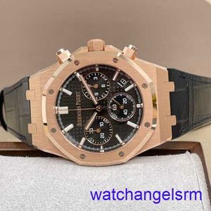 AP pols Watch Chronograph Royal Oak Series 26240or Rose Gold Black Belt Mens Fashion Plavee Business Sports Back Transparant Mechanical Watch