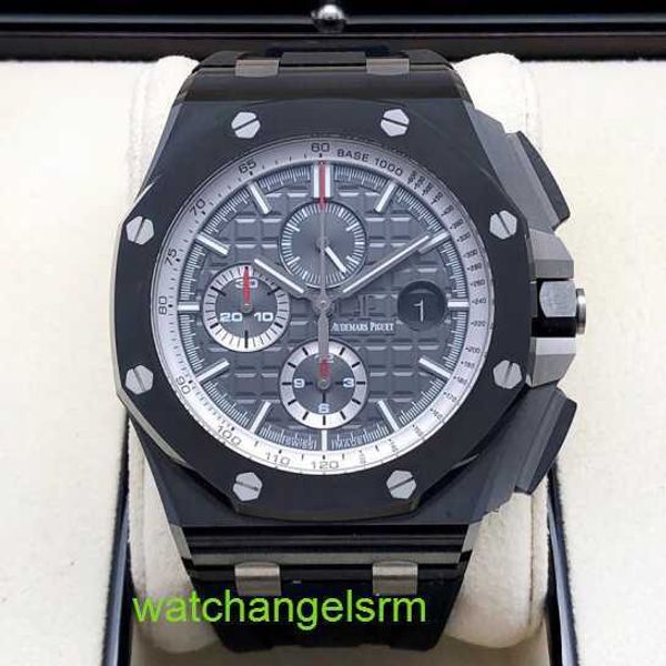 AP Montre-bracelet Collection Royal Oak Offshore Series Céramique noire 26405CE Automatique Mécanique 44 mm Fonction de chronométrage Montre pour homme Plaque gris foncé