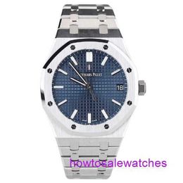 AP montre-bracelet fantaisie montre Royal Oak série 15500ST plaque bleue acier roi cadran 41mm hommes automatique mécanique calendrier montre