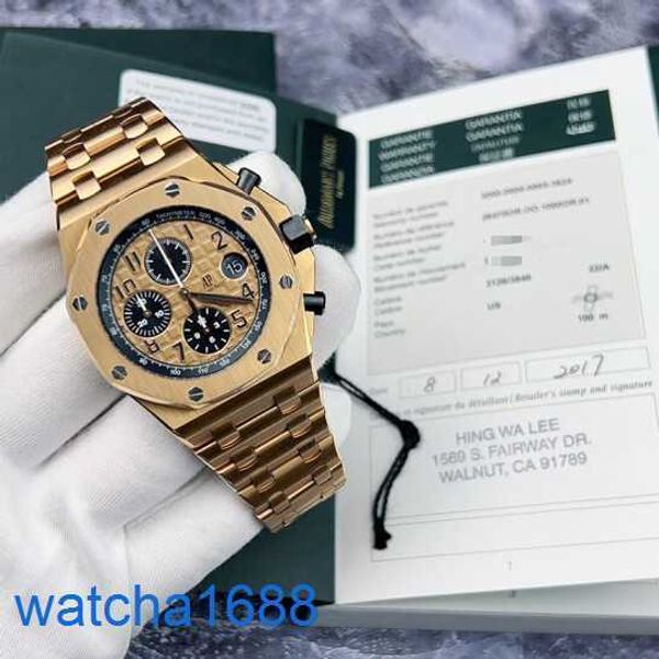 AP WRIST RELOD MONTRE ROYAL OAK OFFSHORE Series 26470or Gold Shell Gold Band Cronograph Mens Watch 18K Rose Gold Material 42 mm