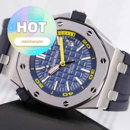Montre-bracelet AP chronographe Royal Oak série 15710ST OO, acier de précision, calibre 42mm, montre mécanique automatique A027CA.01/visage bleu