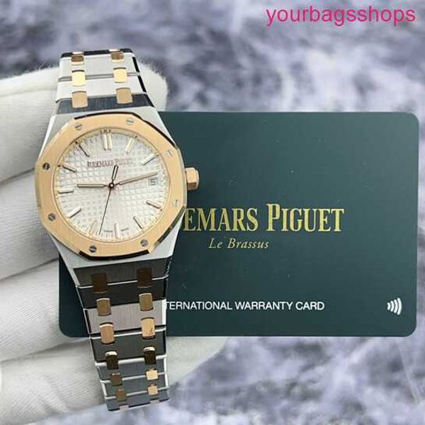 AP Montre-bracelet Collection Royal Oak 77450SR Room Gold Material 50e anniversaire Montre mécanique automatique pour femme 34 mm