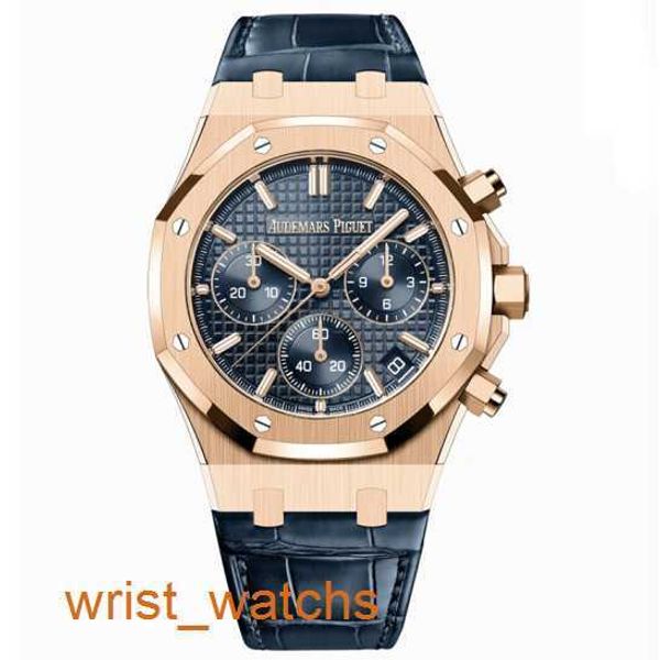 Collection AP Wristwatch Series Royal Oak 26240or Rose Gold Blue Plate Belt Mens Business Business Sports Back Transparent Automatic Mechanical Watch