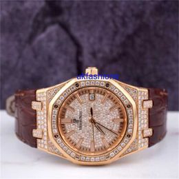 AP Wrist Watchs Montres automatiques Audemar Pigue Royal Oak Oro Rosa "Jumbo" 39 mm Iced 5CT Diamante Orologio Ukyg