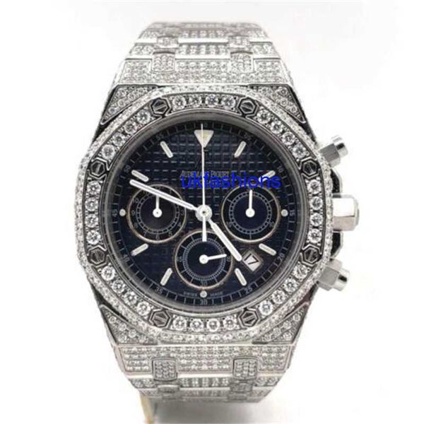 AP Wrist Watchs Montres automatiques Audemar Pigue Royal Oak 39 mm Quadrante Blu Chrono Inox Diamante Watch 25860st UKBR
