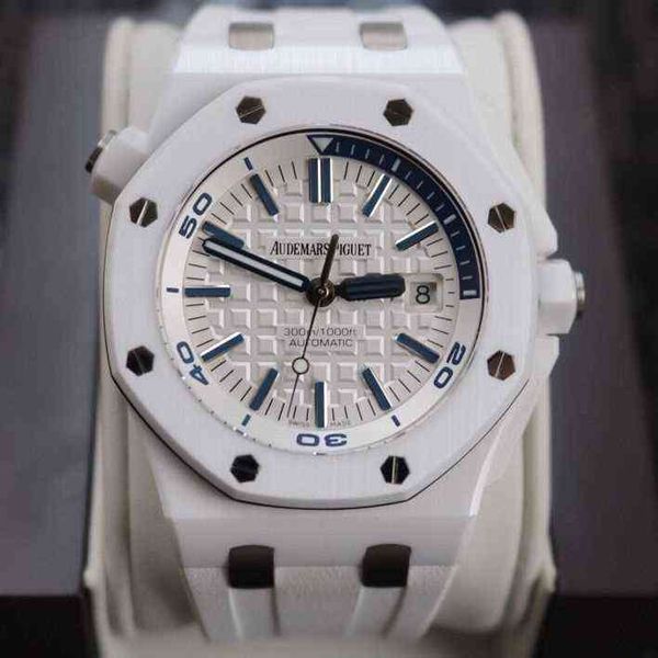 Ap15707 montre en céramique blanche mise à niveau classique retour montre de mode pour hommes 3120 mouvement coque 42mm