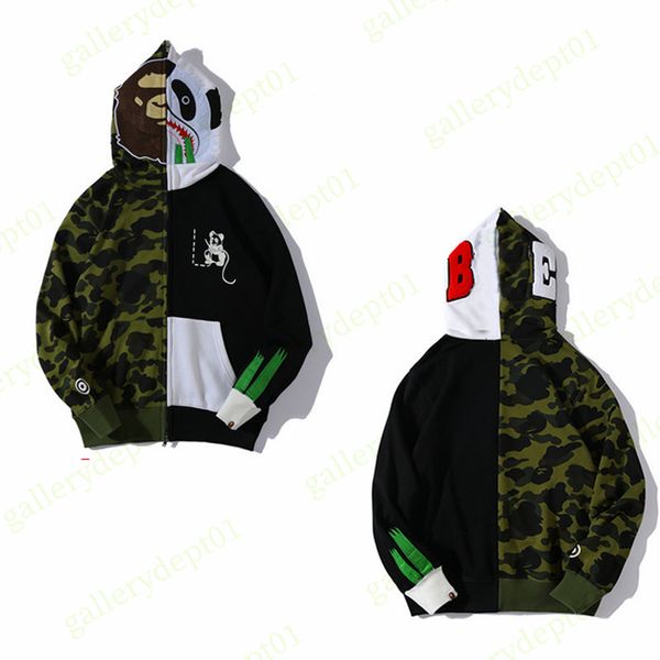 Sudaderas con capucha de tiburón para hombre Sudadera con capucha de diseñador para mujer Sudadera con capucha de diseñador Costura Patchwork Media manga Camo sudaderas suéteres de gran tamaño A8