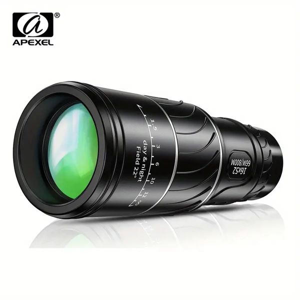 Telescopio con Zoom óptico APEXEL 16x52 HD Monocular portátil de doble enfoque 66/8000M, prisma BK4, alcance compacto para adultos y niños, accesorios para acampar