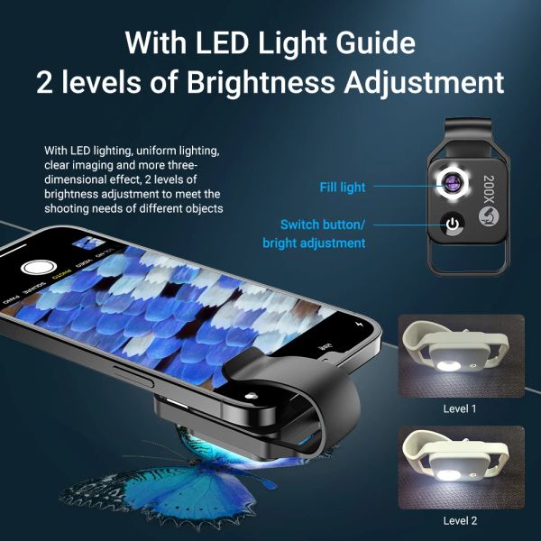 Lens au microscope APEXEL 200X pour l'objectif macro de téléphone mobile avec lentille CPL Filtre LED HD ACCESSOIRES TÉLÉPHONES ACCESSOIRES TÉLÉPHONIQUES