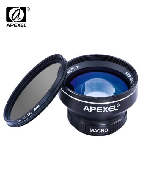 APEXEL 3 en 1 Kit de cámara HD 063x MACRO ANCHO con filtro CPL de 52 mm para iPhone 5s 6s Plus Xiaomi Samsung Galaxy S7 edge lens2120214