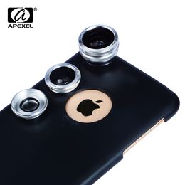 APEXEL Lente de cámara para teléfono celular Kit 3 en 1 Ojo de pez profesional, estuche de lentes macro gran angular para iPhone, lente de teléfono Samsung CX3