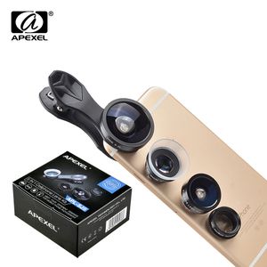 APEXEL Cell Phone Universal 5 in 1 Clip glass Kit pour téléphones portables (fish eye, grand angle, macro et polariseur) Objectif SJ5