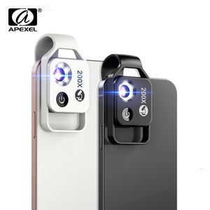 Apexel Digital 200x Microscopen Telefoonlens met CPL LED Light Micro Pocket Macro -lenzen voor iPhone -accessoires Alle smartphones