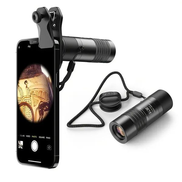 APEXEL haute définition monoculaire 6X20 portable extérieur télescope optique téléphone lentille avec pince monoculaires mobiles pour l'observation des oiseaux vue de marche