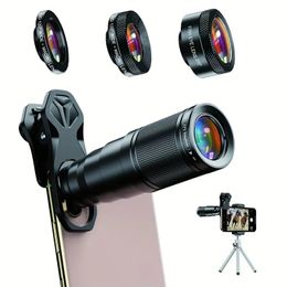 Kit APEXEL Optic HD pour kit d'objectif de caméra de téléphone 4in1 téléobjectif zoom télescope monoculaire objectif 22X + macro fisheye large avec trépied à distance