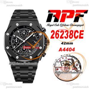 APF 42mm 26238CE A4404 Cronógrafo Automático Relógio Masculino Caixa de Cerâmica Preto Texturizado Dial Stick DLC Pulseira de Aço Tecnologia Exclusiva Super Edition Puretime A1