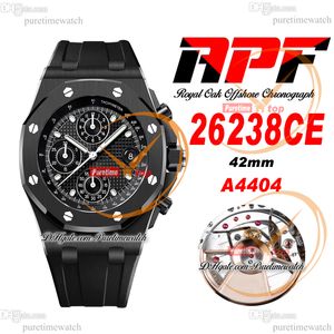 APF 42 mm 26238ST A4404 automatische chronograaf herenhorloge keramische kast zwarte getextureerde wijzerplaat rubberen band exclusieve technologie Super Edition Puretime E5