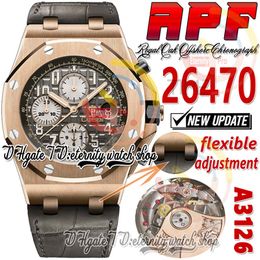 APF 42 mm 2647 A3126 Automatik-Chronograph Herrenuhr Roségold Rutheniumgrau strukturiertes Zifferblatt Leder Super Edition 2023 Ewigkeitsuhren Armband Exklusive Technologie