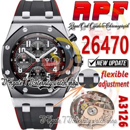 APF 42 mm Vampire 2647 A3126 automatische chronograaf herenhorloge keramische rand getextureerde wijzerplaat rubber supereditie trustytime001 horlogeband exclusieve technologie