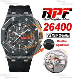 APF 44 mm 26400 A3126 automatische chronograaf herenhorloge gesmeed koolstof titanium staal zwarte getextureerde wijzerplaat rubber superversie puretime band exclusieve technologie