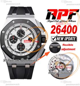 APF 44 mm 26400SO A3126 automatische chronograaf herenhorloge witte index zwarte keramische ring camouflagerubber exclusieve technologie superversie Puretimewatch B2