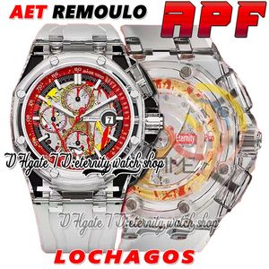 APF AET Sparta Lochagos Cal.3126 A3126 Chronographe automatique Montre pour homme Boîtier en cristal Graffiti irrégulier Cadran stylistique Bracelet en caoutchouc Super Edition Montres d'éternité