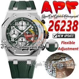 APF apf26238 A3126 Chronographe Automatique Montre Homme Boîtier Acier Cadran Texturé Vert Cadran Argent Caoutchouc Super Edition Sport Montres Bracelet Technologie Exclusive