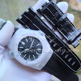 APF Nieuwe Super V2 15710 Cal.3120 automatisch herenhorloge 42 mm zwarte wijzerplaat saffier roestvrijstalen kast rubberen band Super versie Eternity horloges gratis lederen band