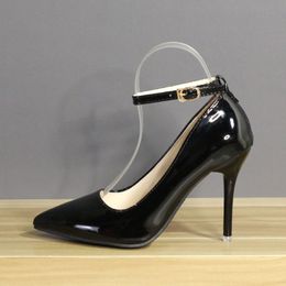 Aphixta 7 cm 10 cm 12 cm Hakken Gesp Vrouwen Puntschoen Pompen Lakleer Schoenen Stiletto Hakken Kantoor pomp Super Grote Maat 33-50