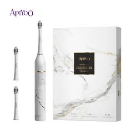 ApiYoo Diseño de mármol 9 modos Recargable Blanqueamiento dental Sensor inteligente OEM Cepillo de dientes eléctrico sónico ultrasónico para adultos