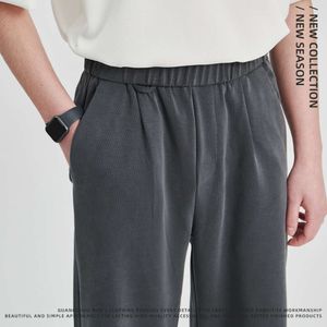 APO Men pour hommes |Style coréen 280g Pantalon décontracté en soie d'ammoniac de cuivre 2024 Pantalon de petit pantalon en tricot droit de printemps / d'été